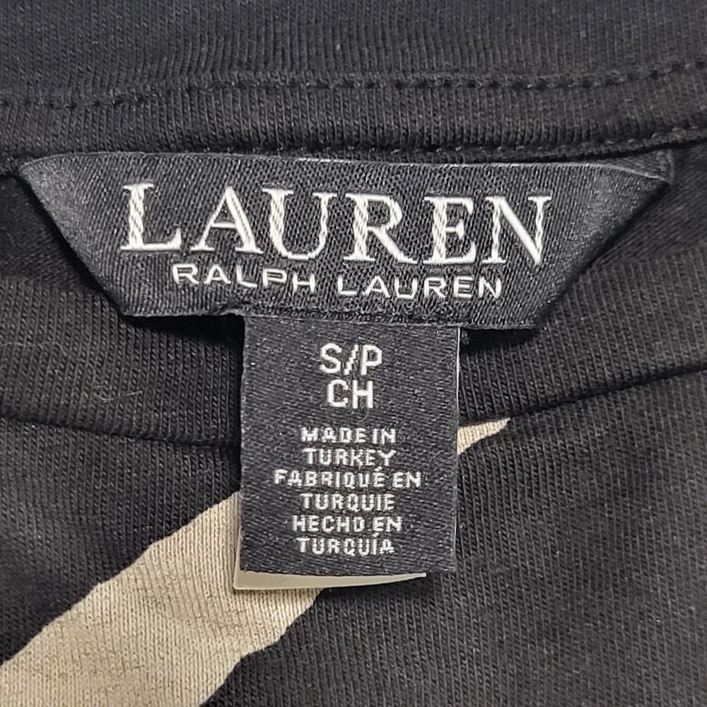 Lauren Ralph Lauren Logo-Print Short-Sleeve Black Top T-Shirt Woman's Size Small